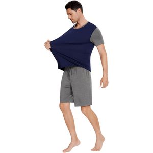 Ensemble de pyjama pour homme en viscose de bambou à manches courtes, vêtements de nuit rafraîchissants, doux et respirants, avec poches, pour l'été - Product Image 3
