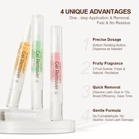 STARSCOLORS Dissolvant de gel liquide à saveur de fruits Dissolvant de cils pour extension de cils avec brosse douce