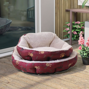 MEiweipet Cama Grande de Felpa para Perro Borgoña Antideslizante Sofá para Dormir Gato Impreso Camas para Mascotas - Product Image 2