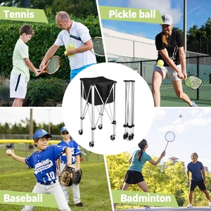 Chariot à balles de <span class=keywords><strong>tennis</strong></span> et de pickleball léger et pliable avec roues, panier à balles pliable pour l'entraînement sportif en plein air - Product Image 6