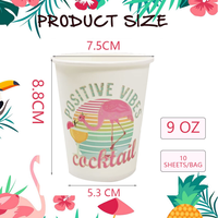Gobelet jetable en papier imprimé personnalisé avec motif flamant rose, qualité alimentaire, biodégradable, anti-fuite, résistant à la chaleur, avec couvercle et paille, pour fêtes