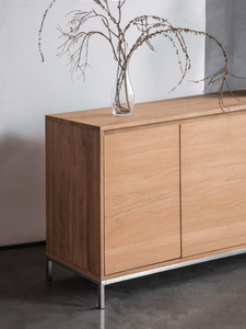 Aparador Minimalista de Madera de Teca Africana para Sala de Estar con 5+ Cajones y Compartimentos, Mueble Ahorrador de Espacio para Apartamentos y Hoteles - Product Image 3