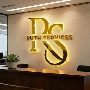 Letrero Metálico Personalizado con Retroiluminación Dorada, Letrero de Acero Inoxidable con Letras Iluminadas, Letrero <span class=keywords><strong>LED</strong></span> con Espejo <span class=keywords><strong>para</strong></span> Señalización Comercial de Marca - Product Image 6