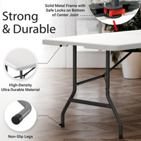 Tables pliantes portables robustes résistantes aux intempéries en plastique blanc de 6 pieds avec système de verrouillage antidérapant pour le camping en plein air
