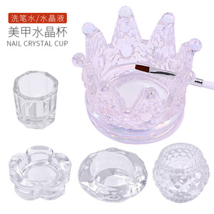 Gobelet en verre à strass pour poudre acrylique, coupelle de nettoyage pour pinceaux de manucure, outil pour ongles - Product Image 6