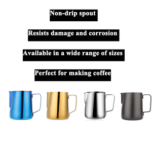 <span class=keywords><strong>Pichet</strong></span> à lait en <span class=keywords><strong>acier</strong></span> <span class=keywords><strong>inoxydable</strong></span> 304, idéal pour le café, le latte, le mousseur à lait, carafe de barista - Product Image 2