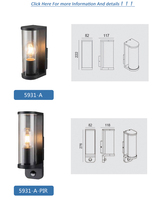 Luz de pared impermeable para exteriores y protección de vidrio antioxidante, lámpara de aplique de montaje exterior, sensor de movimiento PIR, luz de jardín inteligente