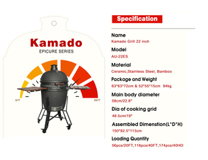 Siêu Loạt 2025 Mới 16 22 27Inch Gốm Kamado BBQ Nướng Ngoài Trời Than Hút Thuốc Asador De Carbon Cho Vườn Nấu Ăn - Product Image 4