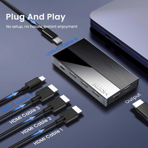 Conmutador HDMI SYONG 5x1 con 3 Entradas HDMI y 2 USB-C, Conmutador HDMI 2.0 con Puerto Tipo-C, Compatible con 4K60Hz 18Gbps HDR <span class=keywords><strong>MacBook</strong></span>/PS5/Xbox/Laptop - Product Image 5