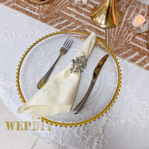 13 Inch <strong>Tiffin</strong> Charges <strong>Plates</strong> Plastic Charger <strong>Plates</strong> Gold Plastic - Product Image 1