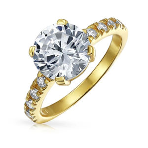 Anillo de moissanita de plata 925, joyería de corte redondo de diamante antiguo chapada en oro, salida de fábrica - Product Image 1