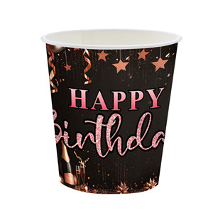 Happy Birthday Party Supplies Kit Paper <b>Plates</b> Cups Napkins Rose Gold Pink Theme <b>Disposable</b> Tableware Set - Product Image 5