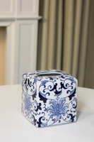 Boîte à mouchoirs en porcelaine bleue et blanche, ornement de décoration pour la maison