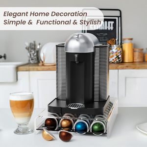 Tiroir de rangement pour dosettes <span class=keywords><strong>Nespresso</strong></span> <span class=keywords><strong>Vertuo</strong></span>, support pour comptoir, organisateur de capsules de café en acrylique - Product Image 5