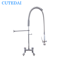 Unité de pré-évier moderne et durable en laiton chromé haute pression avec douchette extractible 2 trous et garantie de 3 ans pour usage en cuisine d'hôtel