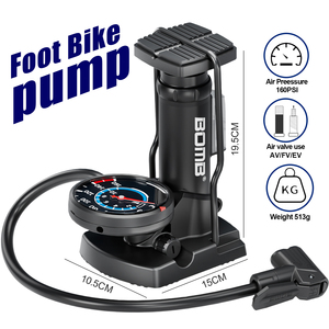 BOMO Foot Operated Bike Pump High Pressure Air Pump 160 PSI Portable With Gauge For Bicycle MTB Ball <b>Inflatable</b> - Product Image 6