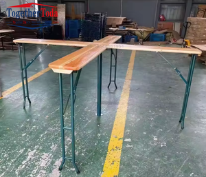 Mesa de Cerveza Plegable de Madera de 220 cm con Banco y Patas de Metal, Color Personalizado, Directo de Fábrica, para Parque o Picnic - Product Image 1