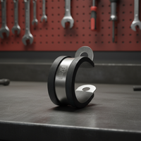 Colliers de serrage robustes en acier de 50 mm de diamètre, métriques, pour l'automobile, finition zinguée, avec coussinets en caoutchouc pour la gestion des câbles