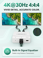 Répartiteur 1x2 4K, 1 entrée 2 sorties, avec transmission CEC, alimentation Micro USB, égaliseur de signal pour affichage vidéo en hall d'exposition ou bar