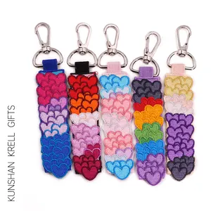Custom Personalized Embroidered Design Keychains Custom Logo Embroidery Keychain Colorful Embroidered Keychain