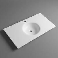 Plan de toilette en pierre frittée à motif marbre blanc moderne, avec lavabo en céramique intégré, pour hôtels, facile à nettoyer, vente directe usine