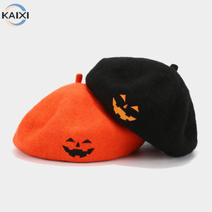 Vente en gros <span class=keywords><strong>de</strong></span> béret <span class=keywords><strong>de</strong></span> citrouille personnalisé <span class=keywords><strong>de</strong></span> haute qualité avec broderie, chaud, hiver, automne, Halloween, sourire, pour femme - Product Image 3