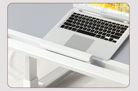 Table de lit pliable de 23,6 pouces, table pour ordinateur portable, tiroir latéral, ventilateur USB, support pour livres, hauteur/angles réglables, plateau en acier inoxydable