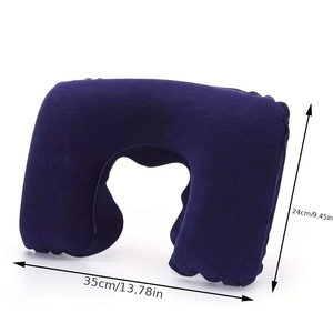 Comfortable <strong>U</strong>-Shaped Inflatable Travel Neck <strong>Pillow</strong> Flocked Fabric Air <strong>Pillow</strong> Support Head Neck/Lumbar for Traveling - Product Image 5