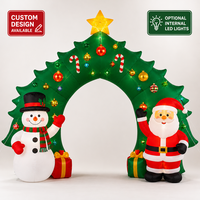 Arche gonflable de Noël avec lumières LED, Père Noël et bonhomme de neige, décoration d'entrée de jardin extérieur, pour fêtes commerciales et résidentielles, gonflable