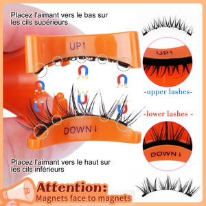 Kit de cils magnétiques 3D naturels réutilisables à marque privée (1 paire) avec applicateur, cils magnétiques en grappe effet œil de chat, résistants à l'eau - Product Image 6
