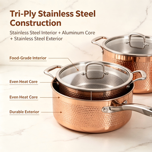 <span class=keywords><strong>Casserole</strong></span> en acier inoxydable martelé avec couvercle, poignée longue, faitout à lait, petite marmite de cuisson, ustensiles de cuisine en gros - Product Image 2