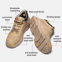 Sepatu Keselamatan Pria dengan Ujung Baja Ringan Anti-Selip Tahan Tusukan Sepatu Kerja Modis untuk Konstruksi Industri dan Bengkel.