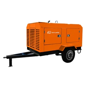 Industrial Heavy Duty 2/4 Wheels Portable Mobile Movable Diesel Engine Direct Driven Screw Type Rotary Air Compressor For Mining