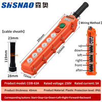 Bouton de démarrage/arrêt SHSNAO COB-63A de haute qualité à bas prix, classé IP65, 10A 500V, en plastique ABS, autobloquant, 1NO1NC, pour appareils électroménagers