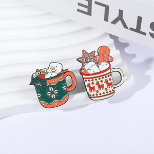 Broches de esmalte navideños creativos con diseños de muñeco de nieve, galleta de jengibre, bebida y copa de ciervo de <span class=keywords><strong>David</strong></span>, insignias de solapa, regalo para niños y amigos - Product Image 2
