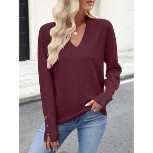 Pull en maille à col en V pour femme FOXA, manches longues, décontracté, anti-boulochage, léger, idéal pour le travail et les occasions professionnelles - Product Image 3