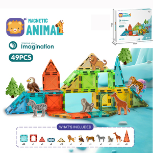Tuiles magnétiques Château d'animaux 3D, blocs de construction magnétiques transparents avec figurines d'animaux, jouet éducatif STEM pour l'apprentissage créatif, cadeau - Product Image 5