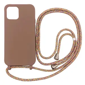 Geili Crossbody Necklace Phone Case pour Iphone 14 12 11 Pro Xs Max Lanyard Tpu Case Cover With Cord Strap Rope