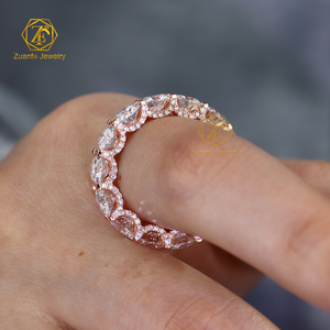 Eleganter 5mm Vollreihiger Moissanit <span class=keywords><strong>Eternity</strong></span>-Ring Luxuriöses Schmuck-Accessoire 925 Sterling Silber Moissanit Fingerring - Product Image 3