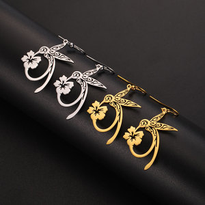Pendientes de Moda de Alta Calidad con Diseño de Colibrí en Acero Inoxidable 316L, Chapados en Oro PVD de 14k y 18k, para Mujer - Product Image 3