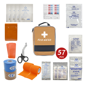 ชุดปฐมพยาบาลกีฬาแบบกำหนดเอง 57 ชิ้น เทปคิเนซิโอเทปแบบพันเองได้ ผ้าพันนิ้วแบบมีโครง ถุงน้ำแข็ง สำหรับทีมเดินป่า ตั้งแคมป์ สั่งซื้อจำนวนมาก - Product Image 1