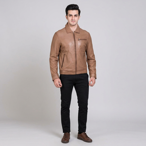 OEM Services Men's Genuine <b>Leather</b> <b>Jacket</b> Vintage Style Breathable Coated Fabric Regular Size Hooded Collar <b>Winter</b>/Autumn Wear - Product Image 1