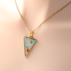 Collana di onde di mare in resina placcato oro 18k in acciaio inossidabile ciondolo collana geometrica da spiaggia per le donne regali Souvenir - Product Image 6