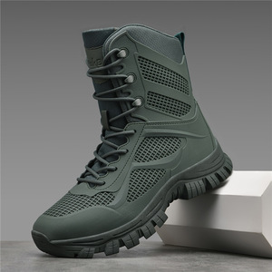 DSF66 Men Black Mesh High Top Tactical <b>Boots</b> Breathable All Seasons Outdoor <b>Hiking</b> Duty Shoes - Product Image 5