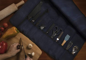 Muestra Gratis, Bolsa Enrollable para Utensilios de Cocina con 9 Bolsillos, Portacuchillos de Lona, Estuche para Cuchillos de Chef - Product Image 4