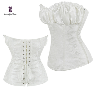 Corsetto in raso corsetto in broccato damascato con cerniera a cerniera Bustier da donna matura a forma di adulto indossa corsetti Top con etichetta privata - Product Image 3
