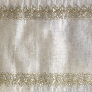 OWENIE-camino <span class=keywords><strong>de</strong></span> <span class=keywords><strong>mesa</strong></span> <span class=keywords><strong>de</strong></span> <span class=keywords><strong>arpillera</strong></span>, Lino Natural beige, bordado, redondo, con encaje - Product Image 2