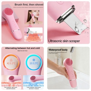 2-in-1 USB Waterproof Rechargeable Electric Facial Brush with Ultrasonic Skin Scrubber Silicone Bristles Deep <b>Pore</b> Cleansing - Product Image 2