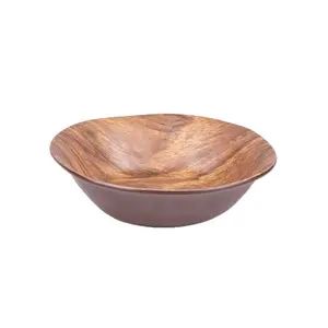 High Quality Unbreakable White Brown Like Wooden Pattern Melamine Snake Bowls Plastic Dip Bowls