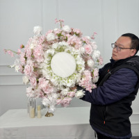 DKB Wholesale DIY Boules de fleurs artificielles réalistes en soie, bouquet de roses roses de haute qualité, centres de table pour la maison, les fêtes et les mariages